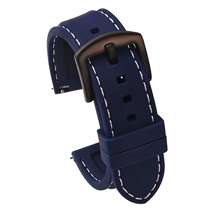 Carty Quick Release Watch Straps (20mm or 22mm) - Soft Silicone Rubber Replacement Watch Band