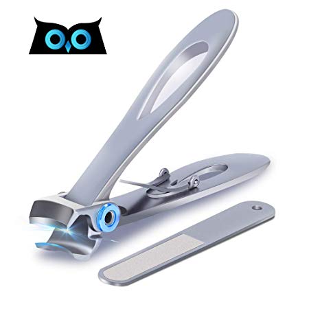 Nail Clippers For Thick Nails - PrettyDiva Wide Jaw Opening Oversized Stainless Steel Toenail Clipper Cutter Trimmer with Nail File For Thick Nails,15mm Extra Large Fingernail Toenail Clippers for Men