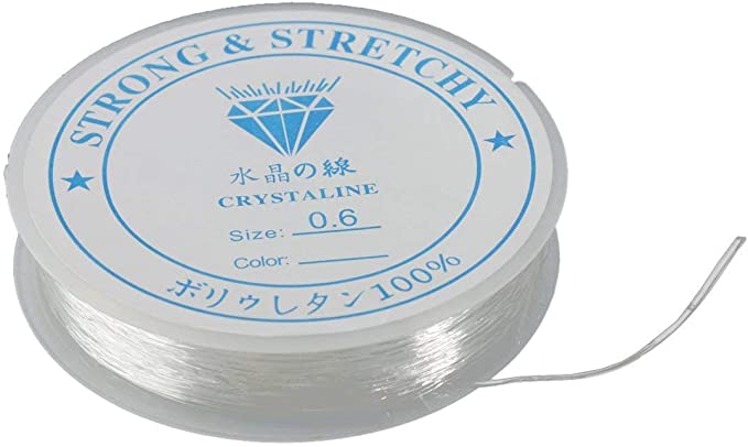 12 Meters Spool of Crystal Clear Strong & Stretchy Elastic Beading Thread Cord Wire Jewellery Making Stringing Necklaces Bracelets 0.6mm Fish Wire Fishing Line