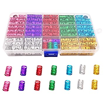 Messen 170 Pieces Dreadlocks Beads Multicolor Aluminum Dread Locks Metal Cuffs Hair Decoration Braiding Hair Jewelry (Not Break Easily)