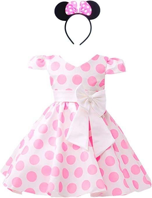 DreamHigh Girls Toddlers Cap Sleeves Skirt Vintage Polka Dot Dress with Headband