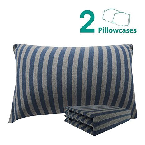 NTBAY 100% Organic Cotton Toddler Pillowcases Set of 2, Soft and Breathable, 13"x 18", Dark Blue and Grey