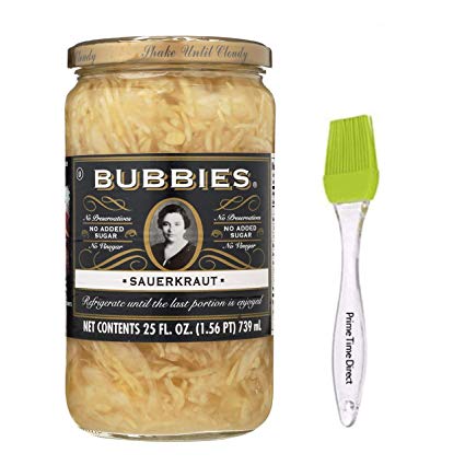 Bubbies Sauerkraut, 25 Ounce Bundled with Prime Time Direct Silicone Basting Brush in a PTD Sealed Box