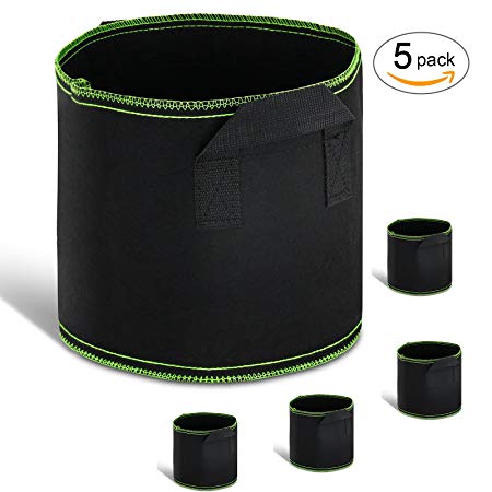 Growneer 5-Pack 3 Gallons Planting Grow Bags Aeration Fabric Pots w/ Handles