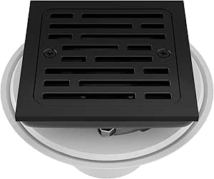 Delta Faucet 4 Inch Tile-In Square Shower Floor Drain Black, Shower Drain Kit, Square Shower Drain, Chrome Shower Drain, Shower Floor Drain, Matte Black DT062412-BL