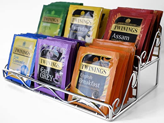 Tea Bag Storage and Organizer. 6 Storage Caddys for 10 Tea Bags in Each - Huge 60 Bags in a compact design - by The Fine Living Company USA
