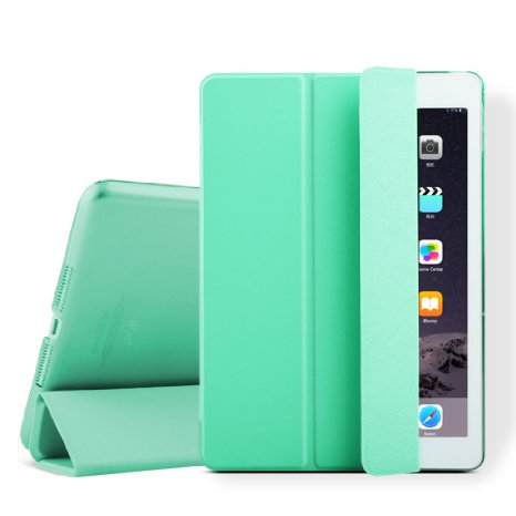 iPad mini Case, iPad mini 2 Cover, Lechely Trifold Smart Stand Sleep / Wake Magnetic PU Leather Hard Case Cover for Apple iPad mini 1/2/3 Mint Green