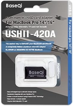 BaseQi USHⅡ-420A 高精度 アルミニウム製 MicroSD カード アダプター (Macbook Pro 14" 16" 2021) (シルバー 420AS) [並行輸入品]