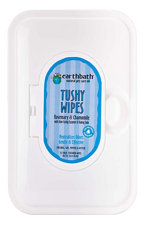 Earthbath Totally Natural Pet Care Tushy Wipes Rosemary & Chamomile 72 Wipes
