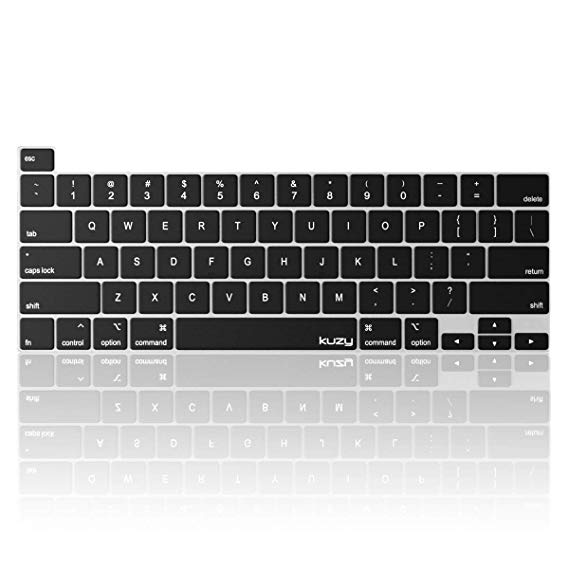 Kuzy MacBook Pro 16 inch Keyboard Cover 2019 Release A2141 with Touch Bar Silicone Key Board Skin Premium Thin Protector for Apple 16 inch MacBook Pro Accessories, Black