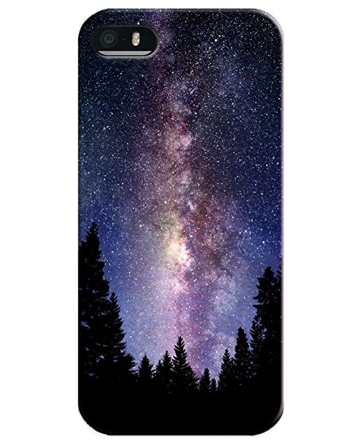 Cases for iPhone 5 5S, UKASE Phone Case Skins with Magic Heaven Pattern Print of Beautiful Sky Night and Trees