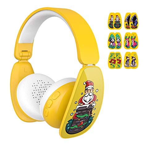 Wireless Headphones for Kids, MindKoo Bluetooth Headphones Foldable Lightweight Bluetotoh Headphones 6 Cartoon Stickers for Fun and Interesting DIY, for Learning, Traveling, Gaming, Studying