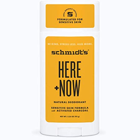 Schmidt's Here   Now Natural Deodorant by Justin Bieber For Sensitive Skin Activated Charcoal Baking Soda-Free 3.25 oz