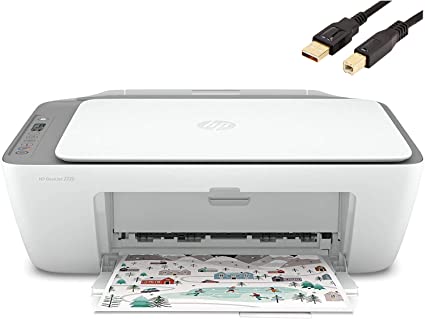 HP DeskJet 27 Series, All-in-One Wireless Color Inkjet Printer, Print Scan Copy, 1200 x 1200 dpi, Icon LCD Display, Wi-Fi, Bluetooth, USB, Grey, with MTC Printer Cable