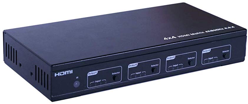 E-SDS 4x4 HDMI Matrix Switch Support 4K@60Hz YUV444,4K HDMI Matrix Support 18Gbps,HDMI 2.0,HDCP 2.2,HDR,IR Remote Control,RS232 Control,Web GUI Control and SPDIF Audio Output