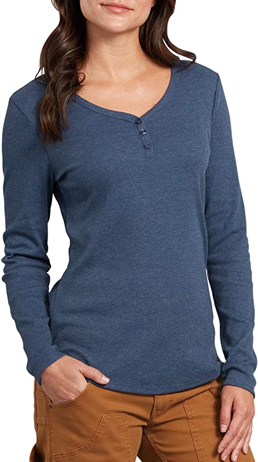 Dickies womens Long-sleeve 3-button Henley Shirt