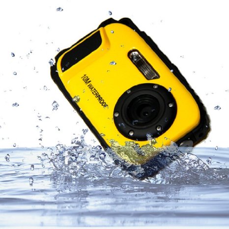 PowerLead BP88 Digital Video Waterproof Camera 2.7" TFT Screen 5mp Underwater Camera with 9 Mega 8x Zoom-Yellow