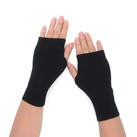 Flammi Women's Cashmere Knit Fingerless Gloves Mittens Warm Thumb Hole Gloves