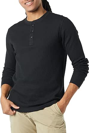 Amazon Essentials Men's Regular-Fit Long-Sleeve Waffle Henley Shirt