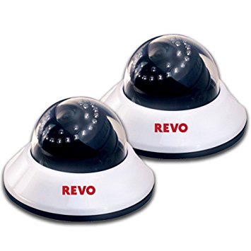 Revo Sale on Dome Surveillance Camera (2-Pack) - 600TVL,80Ft Night Vision,Built in Microphone,Fixed lens -Home Security Camera System