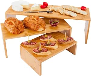 Restaurantware 8 x 24 x 8 Inch Shelf Riser 1 Rectangle Wood Display Riser - 3 Tier Durable For Themed Parties And Events Birthday Restaurant Or Catered Events