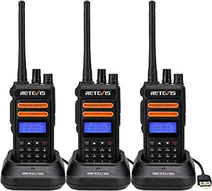 Retevis RT76P GMRS 2 Way Radio Long Range, GMRS Base Station Capable 30 Channels NOAA LCD Group Calls Rechargeable Walkie Talkies for Adults (3 Pack)