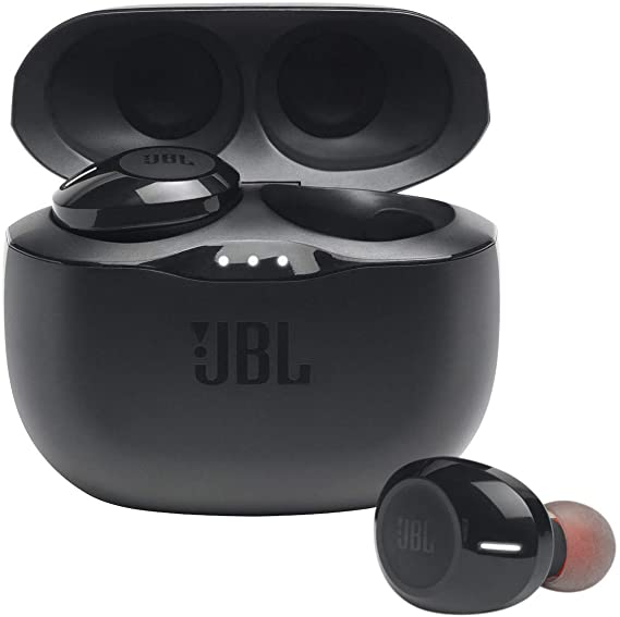 JBL Tune 125 TWS In-Ear Earphones - True Wireless Bluetooth headphones with powerful bass, up to 32 hours battery life and charging case, in black