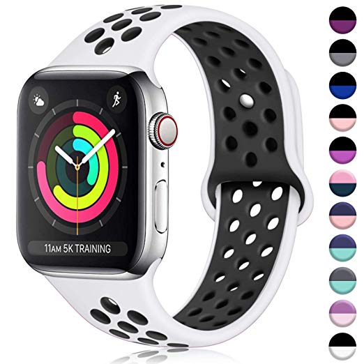 ilopee Band Compatible with Apple Watch 40mm 44mm 38mm 42mm, Vibrant Two-Tone Waterproof Durable Silicone Sport Strap for iWatch Series 4 3 2 1 for Women/Men, S/M M/L