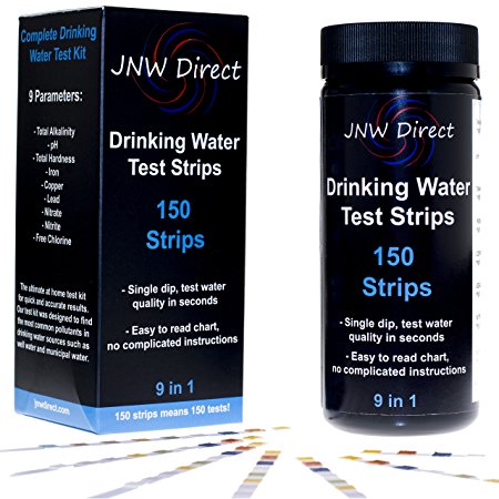 JNW Direct 9 in 1 Drinking Water Test Strips, Best Kit for Accurate Water Quality Testing at Home, 150 Strips MEGA PACK, Easy to Read & Instant Results