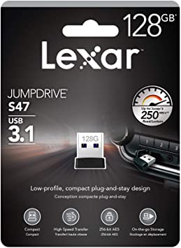 Lexar Jump Drive S47 Range 128 GB USB Stick 3.1 Extra Slim Plug and Stay Design