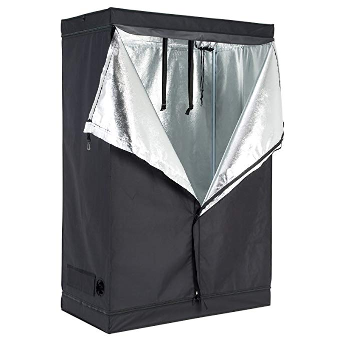 SUNCOO VD-2062AP 48"x24"x72" Mylar Hydroponic Tent for Indoor Plant Growing, Black