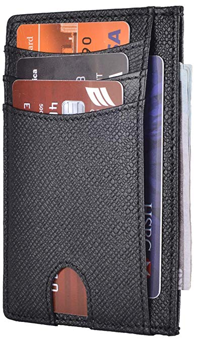 Easyoulife RFID Slim Card Wallet Leather Small Front Pocket Wallet for Men Women