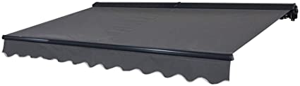 ALEKO Motorized Retractable Half Cassette Patio Awning, 13x10 Ft Powered Exterior Sunshade Canopy – Gray
