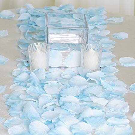 BalsaCircle 4000 Light Blue Silk Artificial Rose Petals Wedding Ceremony Flower Scatter Tables Decorations Bulk Supplies Wholesale