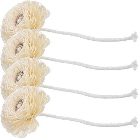 VOSAREA 4pcs Diffuser Flowers Natural Aromatherapys Reed Flowers Placement Refill Essential Oil Aroma Diffuser Stick with Rope for Home Fragrance White 22X9X9CM