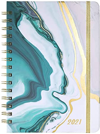 2021 Planner - Weekly & Monthly Planner 2021 with Tabs, 6.37" x 8.46", Yearly 2021 Planner, Flexible Hardcover, Strong Binding, Thick Paper, Back Pocket, Elastic Closure