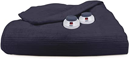 SoftHeat by Perfect Fit | Ultra Soft Plush Electric Heated Warming Blanket with Safe & Warm Low-Voltage Technology (King, Nightshadow Blue)