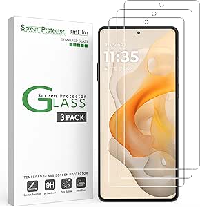 amFilm 3 Pack Compatible with Motorola Moto G Stylus 2024 5G 6.7" Screen Protector Tempered Glass with Easy Installation Handles, HD Clear, Anti-Scratch Bubble-Free