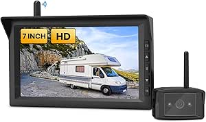 AUTO-VOX W10 Caméra de recul sans Fil avec écran HD de 7 Pouces, caméra de Vision Nocturne Infrarouge pour Voiture, Camion, remorques de Voyage, Camping-Car