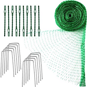 4 M x 10 M Anti Bird Protection Net Garden Plant Mesh Netting Fruit Trees Netting with Cable Ties and U-Shaped Garden Pegs (Green)