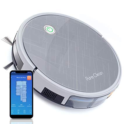Smart Robot Vacuum - Gyroscope Multiroom Navigation Mobile App Control and Alexa Compatible - Auto Charge Dock, 3 Step HEPA Filter Cleaner - Cleans Hardwood and Carpet Floor - PUCRC660