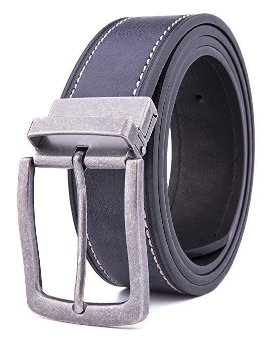 Belts for Men, Classic Stitched Large Width Strap, Regular Tall & Big sizes - Mens Jeans Belt - Handmade