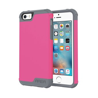 iPhone 5 5s SE Case, Area by Incipio DualPro Case, 2-Piece Shock-Absorbing Dual Layer Bumper iPhone Cover - Pink/Gray