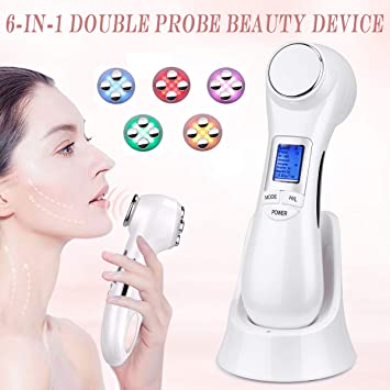 6 in 1 Skin Firming Device for Face Care 5 Colors Facial Light EMS Face Massger Tighten Skin Device Anti-Aging Deep Cleanse Vibration Beauty Tools