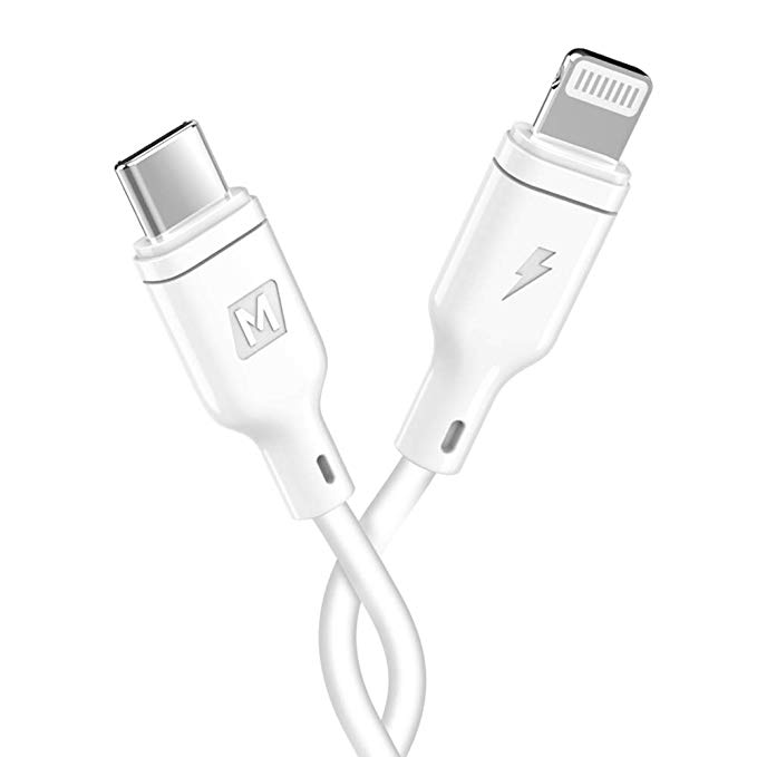MOMAX USB C to Lightning Cable MFI Certified 4ft Charging Syncing Cord Compatible with iPhone Xs XS MAX XR X 8 8 Plus 7 7 Plus MacBook (White)