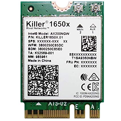 Killer Wi-Fi 6 AX1650 Module – Dual Band, 2x2 Wi-Fi 6/11AX, Bluetooth 5.0, M.2/NGFF (Gig )