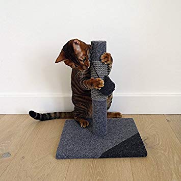 Rosewood Stylish and Modern Charcoal Cat Scratching Post made from Felt and Rope, Small, Grey