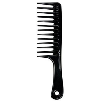 Large Tooth Detangle Comb Shampoo Wide Teeth Comb Hair Salon Shampoo Comb Unbreakable 9 1/2" (Black & *Free Bonus Comb*)