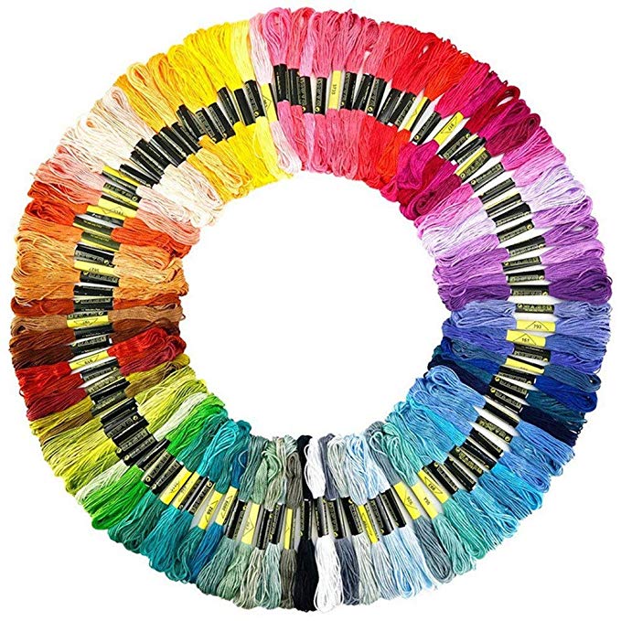 B&S FEEL Embroidery Floss Premium Rainbow Color Cross Stitch Threads Friendship Bracelets Floss Crafts Floss (100 Skeins Per Pack)