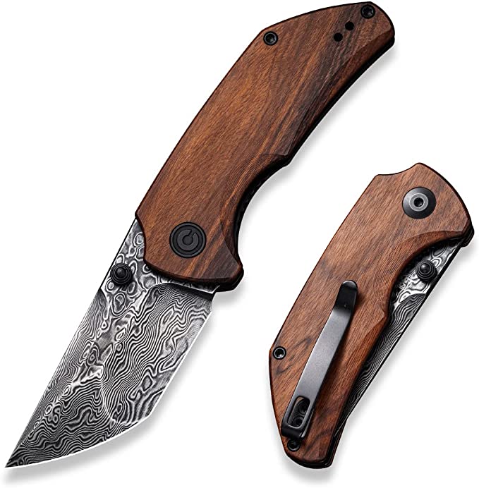 CIVIVI Thug 2 Pocket Knife for EDC, Matthew Christensen 2.69inch Nitro-V Blade Cuibourtia Wood Handle with Thumb Stud and Reversible Pocket Clip, Folding Knife for Utility Hiking Camping Fishing Work Outdoor C20028C-DS1